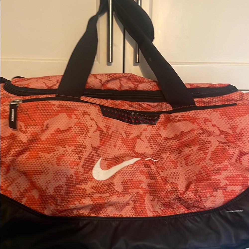 Nike Orange and Black Digi Camo Men's Duffel Bag